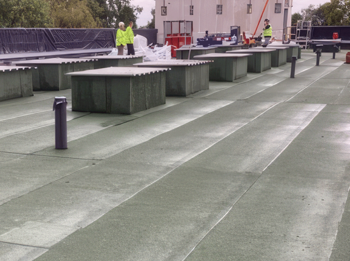 Completed waterproofing demonstrating good deck with no backfalls Completed waterproofing demonstrating good deck with no backfalls